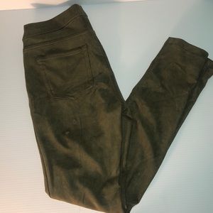 Olive green velvet jeggings